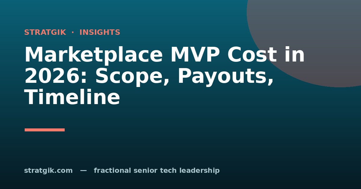Marketplace MVP Cost in 2026: Scope, Payouts, Timeline